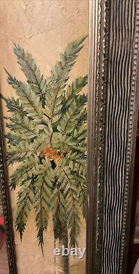 Vintage Mid-Century Modern Hand Painted Wall Chinoiserie Mirror 24 3/8x36 3/8