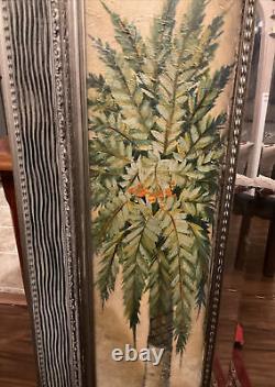 Vintage Mid-Century Modern Hand Painted Wall Chinoiserie Mirror 24 3/8x36 3/8