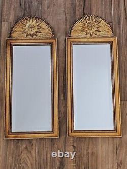 Vintage Mid Century Pair Of Carolina Mirror Company Mirrors Sunburst Art Nouveau