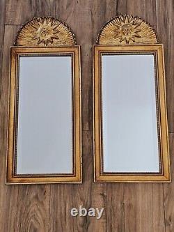 Vintage Mid Century Pair Of Carolina Mirror Company Mirrors Sunburst Art Nouveau