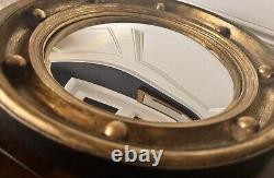 Vintage Nautical Regency Gilt Convex Bullseye Porthole Mirror