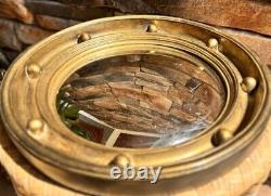 Vintage Nautical Regency Gilt Convex Bullseye Porthole Mirror