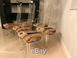 Vintage Set of 6 Hill Manufacturing Lucite Dining Chairs Late 1970's