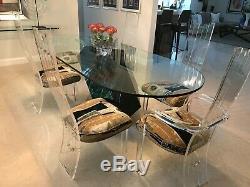 Vintage Set of 6 Hill Manufacturing Lucite Dining Chairs Late 1970's