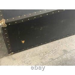 Vintage Storage Trunk-Black and Brass with lining-NO key or lock