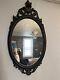 Vintage Syroco Wood oval wall mirror dark brown with accents