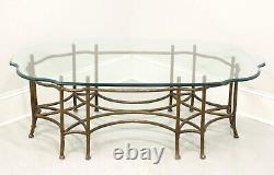 Vintage Transitional Style Glass Top Coffee Table with Metal Tree Branch Base