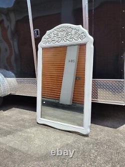 Vintage White Washed Tall Wall Mirror