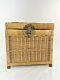 Vintage Wicker & Brass Rattan Chinoiserie Style Trunk Chest Late 20th Century