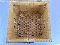 Vintage Wicker & Brass Rattan Chinoiserie Style Trunk Chest Late 20th Century