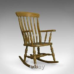 Vintage Windsor Rocking Chair, English, Beech, Armchair, Late C20th