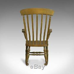 Vintage Windsor Rocking Chair, English, Beech, Armchair, Late C20th