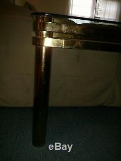 Vintage late 70s early 80s Glass and Brass Parsons Table
