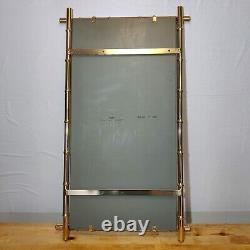 Vtg 1970s Gold Plated Bamboo Rattan Mirror -Beach-Cottage-Tropical-Bahamas