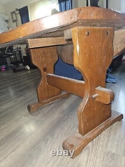 Vtg 1979 Original Drop Leaf Trestle Table 28x28x21 Rectangle W Leaf Down Oval W