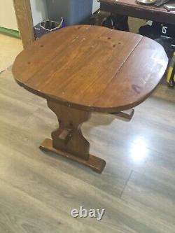 Vtg 1979 Original Drop Leaf Trestle Table 28x28x21 Rectangle W Leaf Down Oval W