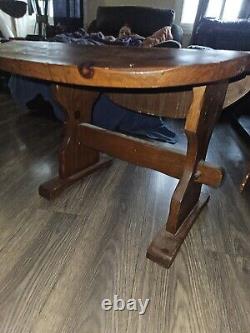 Vtg 1979 Original Drop Leaf Trestle Table 28x28x21 Rectangle W Leaf Down Oval W