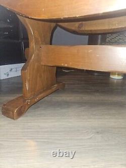 Vtg 1979 Original Drop Leaf Trestle Table 28x28x21 Rectangle W Leaf Down Oval W