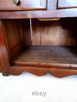 Vtg Antique Small 24x16 Handmade Hutch Late 1800's Drawers Glass Doors Brass