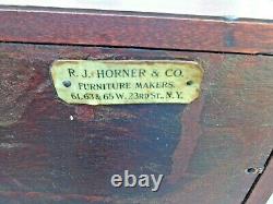 Vtg R. J. Horner Drop Front Desk Inlay Mop Brass Pulls Slant Desk Late 1800's Nr