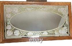 Vtg Windsor Art Etched Floral Inlay Wall Mirror MCM Art Deco Nice & Rare