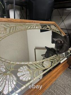 Vtg Windsor Art Etched Floral Inlay Wall Mirror MCM Art Deco Nice & Rare