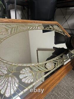 Vtg Windsor Art Etched Floral Inlay Wall Mirror MCM Art Deco Nice & Rare