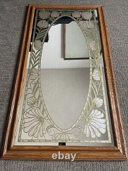 Vtg Windsor Art Etched Floral Inlay Wall Mirror MCM Art Deco Nice & Rare