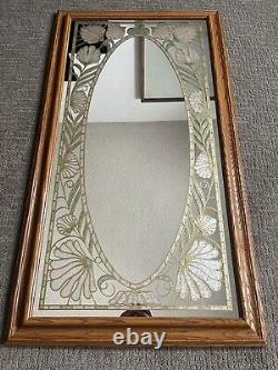 Vtg Windsor Art Etched Floral Inlay Wall Mirror MCM Art Deco Nice & Rare