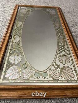 Vtg Windsor Art Etched Floral Inlay Wall Mirror MCM Art Deco Nice & Rare