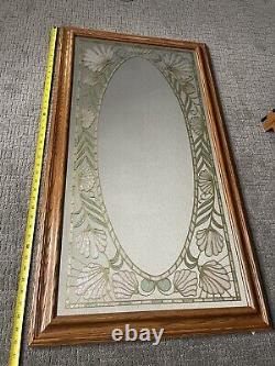 Vtg Windsor Art Etched Floral Inlay Wall Mirror MCM Art Deco Nice & Rare