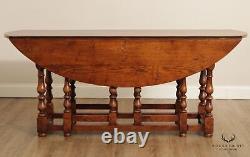 William and Mary Style Custom Quality Oak Gate-Leg Dining Table