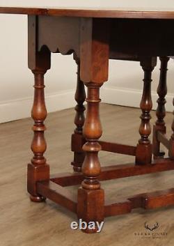 William and Mary Style Custom Quality Oak Gate-Leg Dining Table