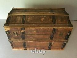 Wonderful Antique Late 19th Century Doll Sized Fitted Travel Steamer Trunk