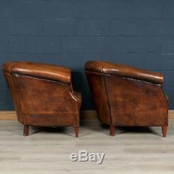 Wonderful Late 20th Century Pair Of Dutch Sheepskin Leather Club Chairs