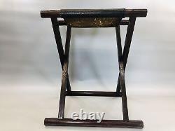 Y5820 CHAIR wooden folding foldable seat samurai Japan antique furniture